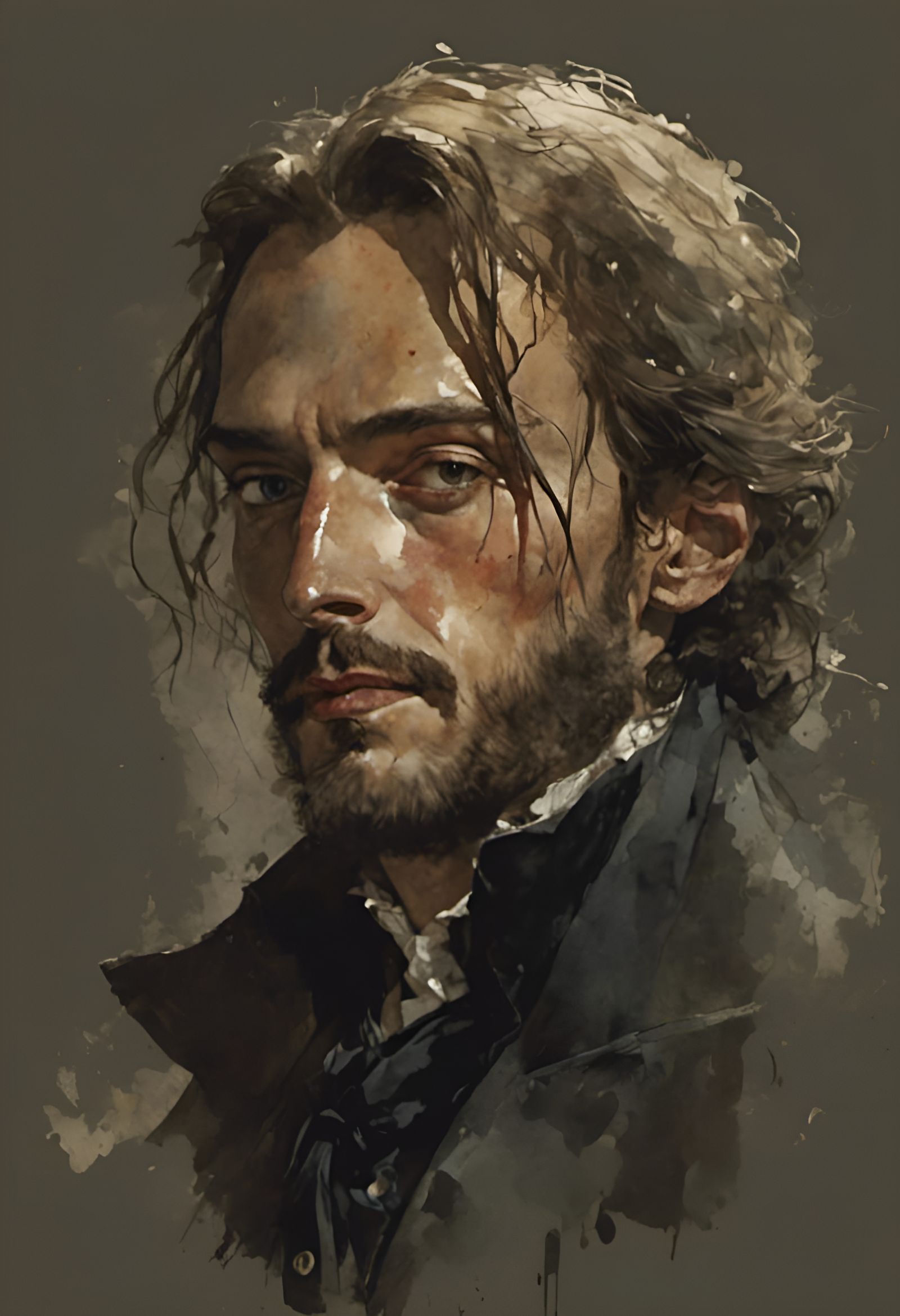 Watercolor - The troubled impenetrable eyes and inscrutable ...