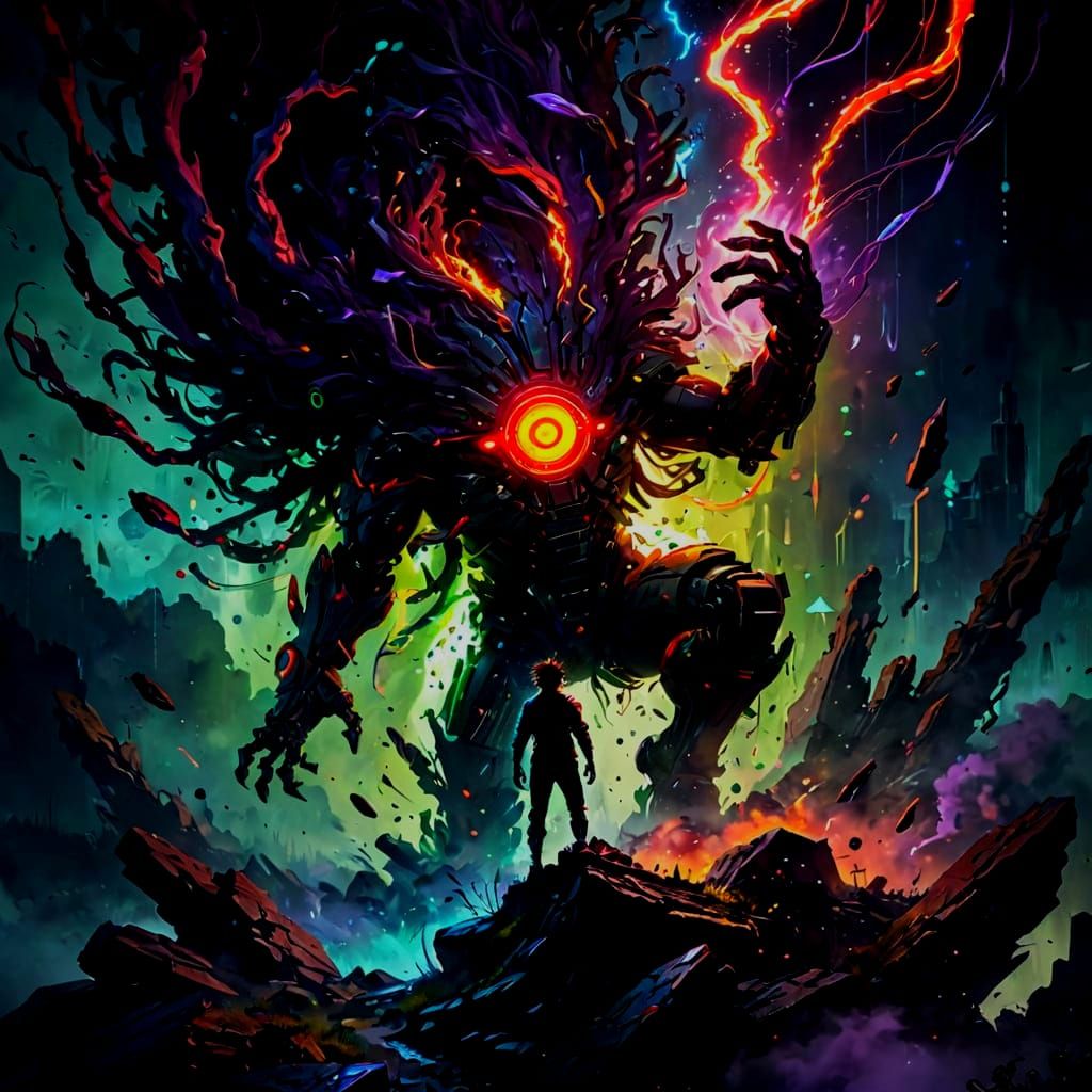 Mysterious Cyber-Cyclops Emerges in Glitchcore Style