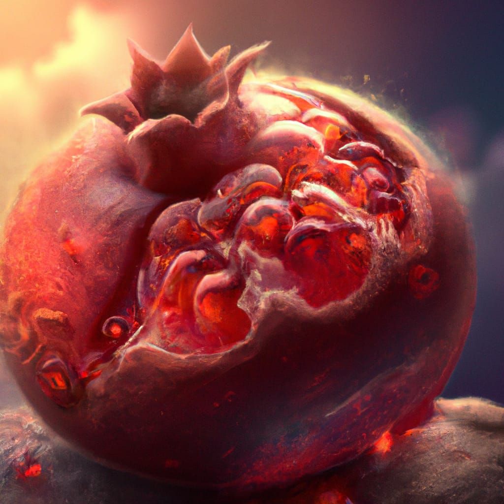 Open Pomegranate in Hyperdetailed Digital Art