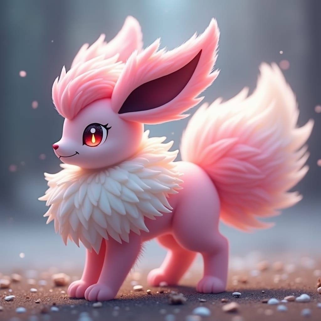 Majestic Sylveon with Fluffy Fur and Glowing Eyes