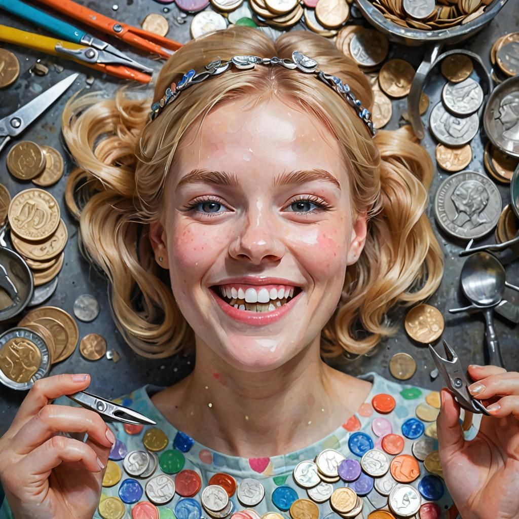 Fauvist Tooth Fairy Portrait with Coins and Pliers