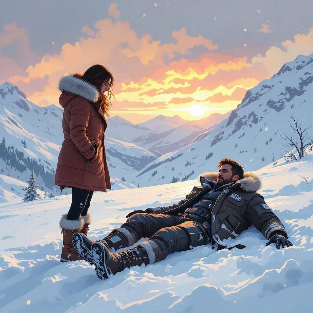 Woman Finds Injured Man in Snowy Landscape