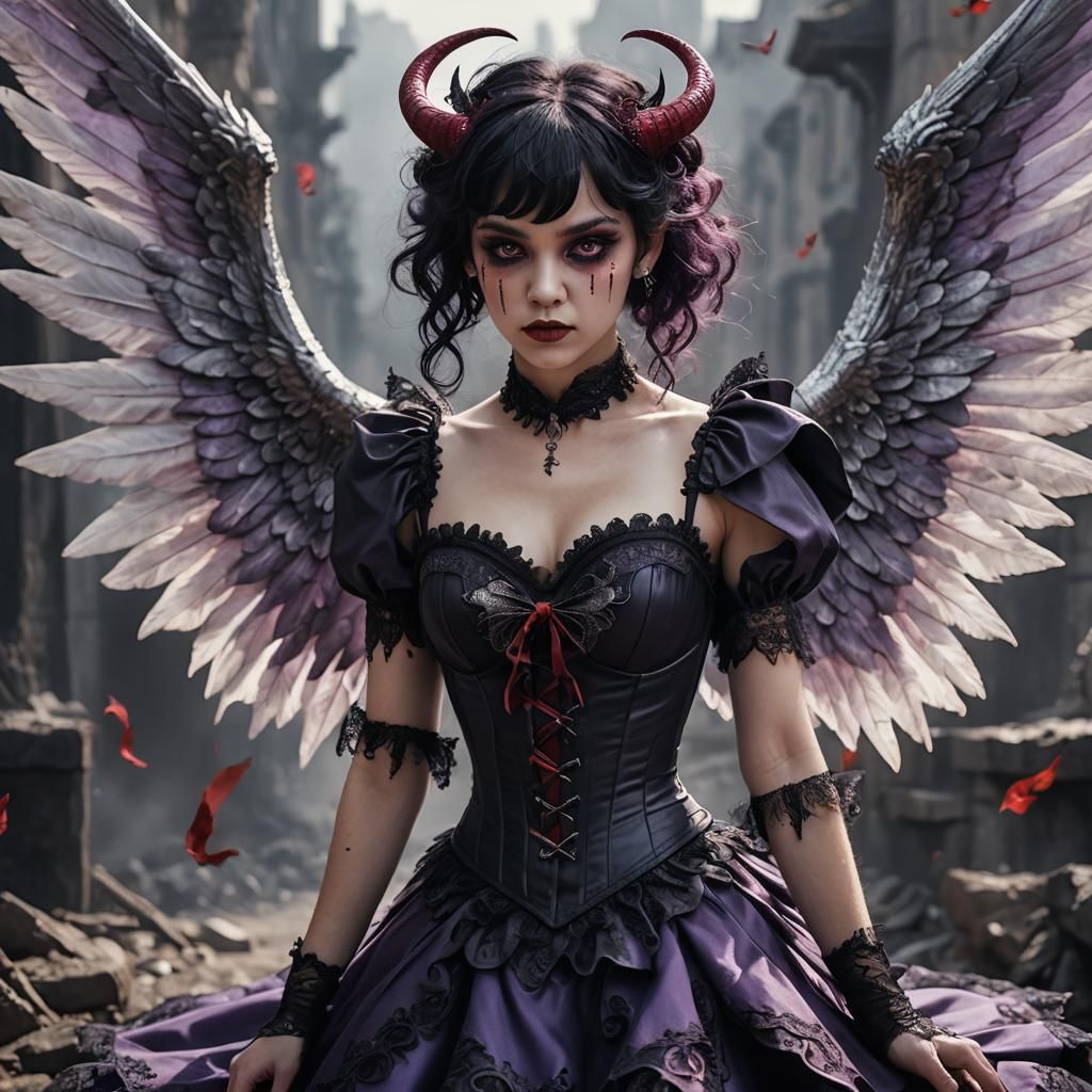 Fallen Angel-Demon Portrait in Cinematic Style