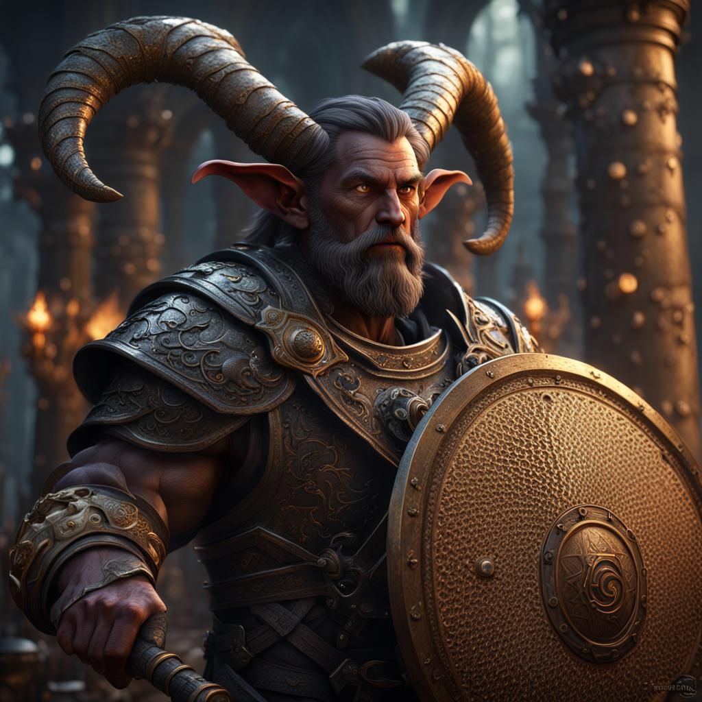 Satyr Cleric Wanderer in Detailed Matte Painting