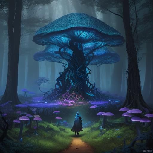 Mystical Forest Figure in Dreamlike Fantasy Art