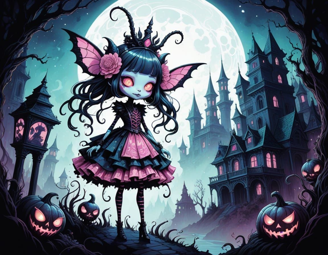 Surreal Fantasy Demon in Vibrant Comic Book Style