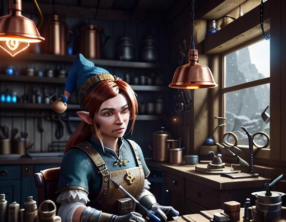 Gnome Repairs Automaton: 3D Game Cinematic Graphics
