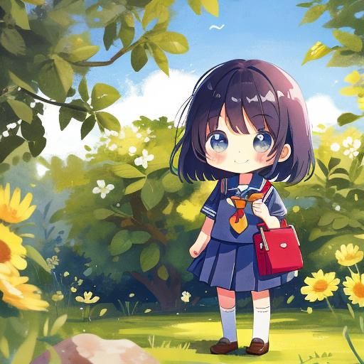 Cute School Girl AI Rendering