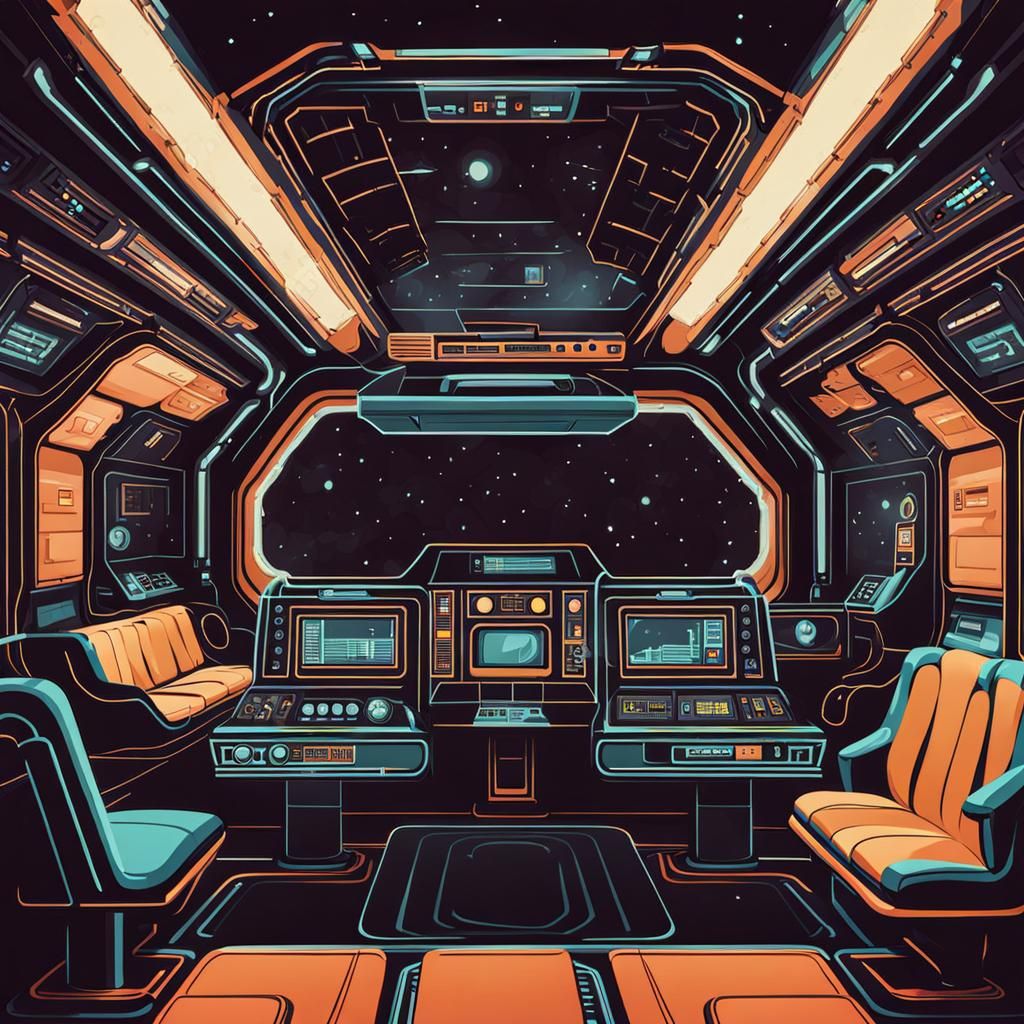Retro Spaceship Interior Concept Art