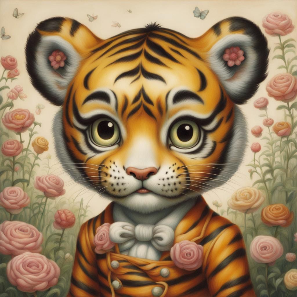 Anime Kawaii Tiger in Mark Ryden Style