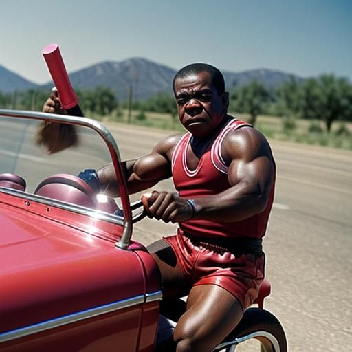 Muscular Gary Coleman Rides Pink Pony on Highway
