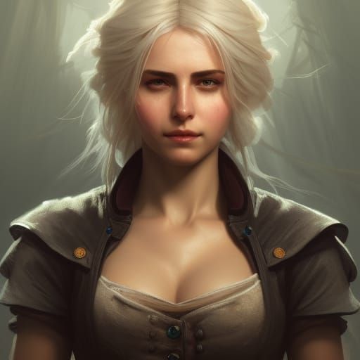 Detailed Portrait of Ciri in Art Nouveau Style