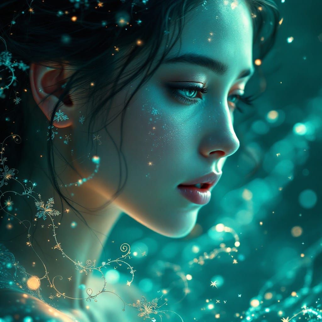 Mystical Young Woman in Ethereal Glow