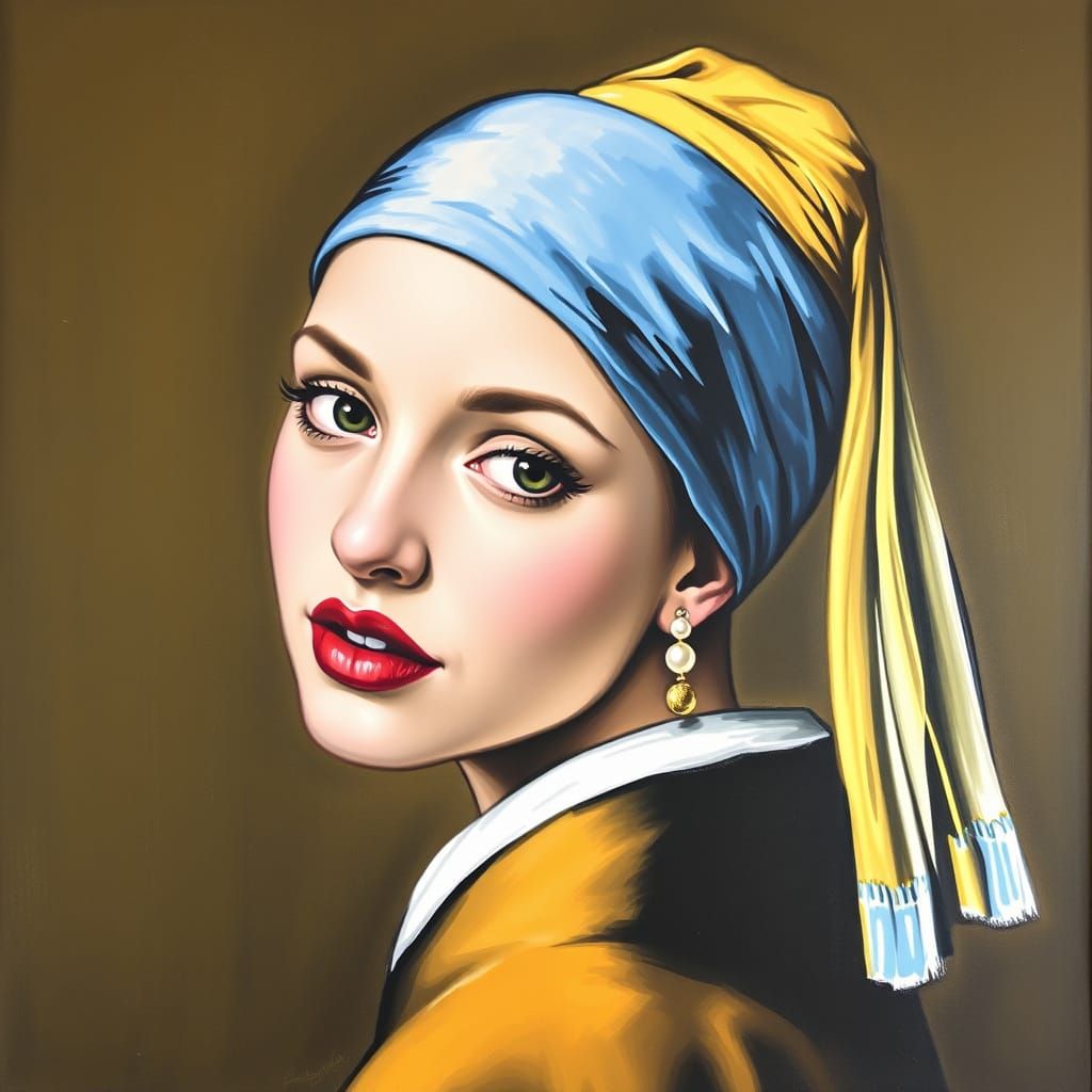 Marilyn Monroe with a Pearl Earring in Manga Style