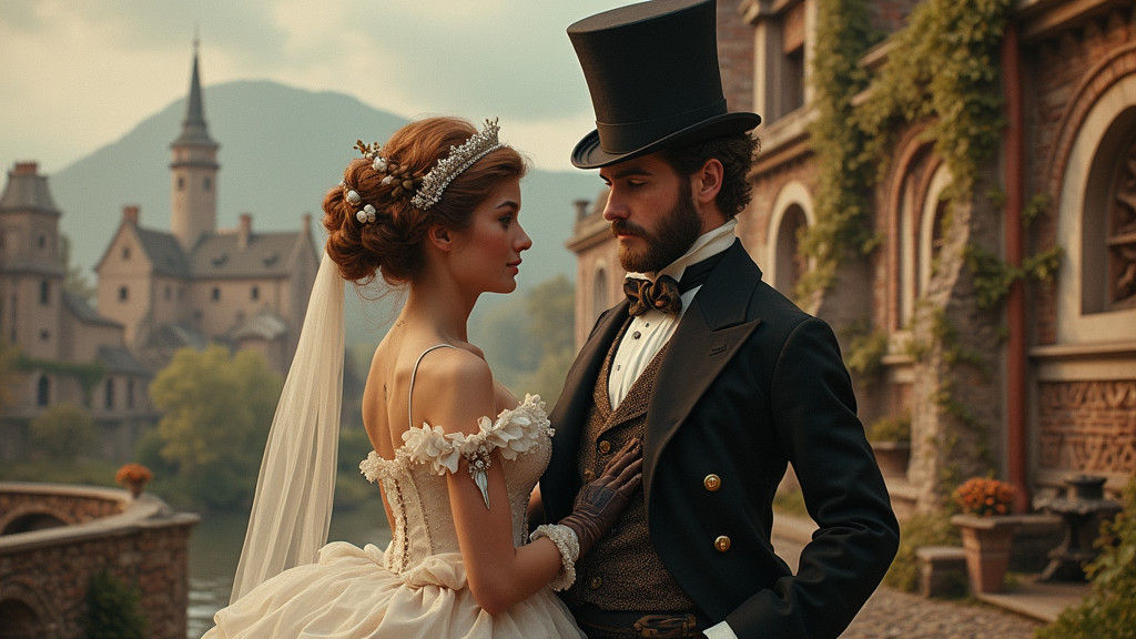 Steampunk Couple Visits Albert Robida's Maison in 3D