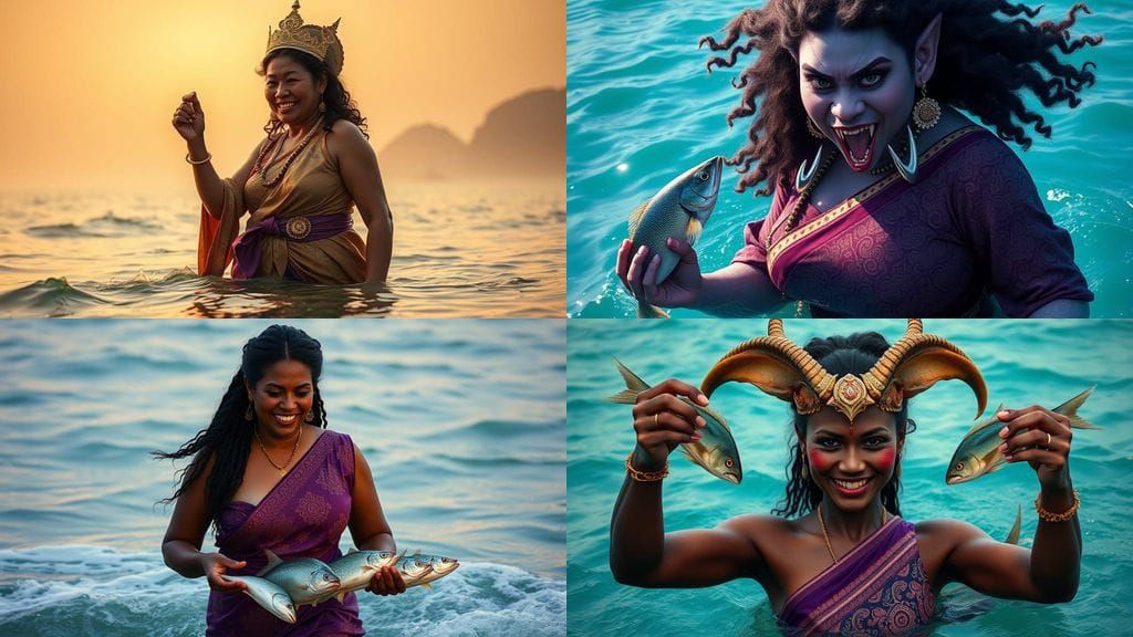 Thai Goddess Nang Yak Emerges from the Ocean's Depths