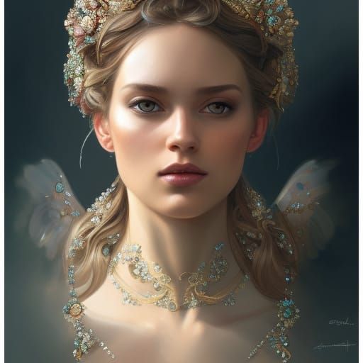 Glamorous Hungarian Princess Portrait in Art Nouveau Style