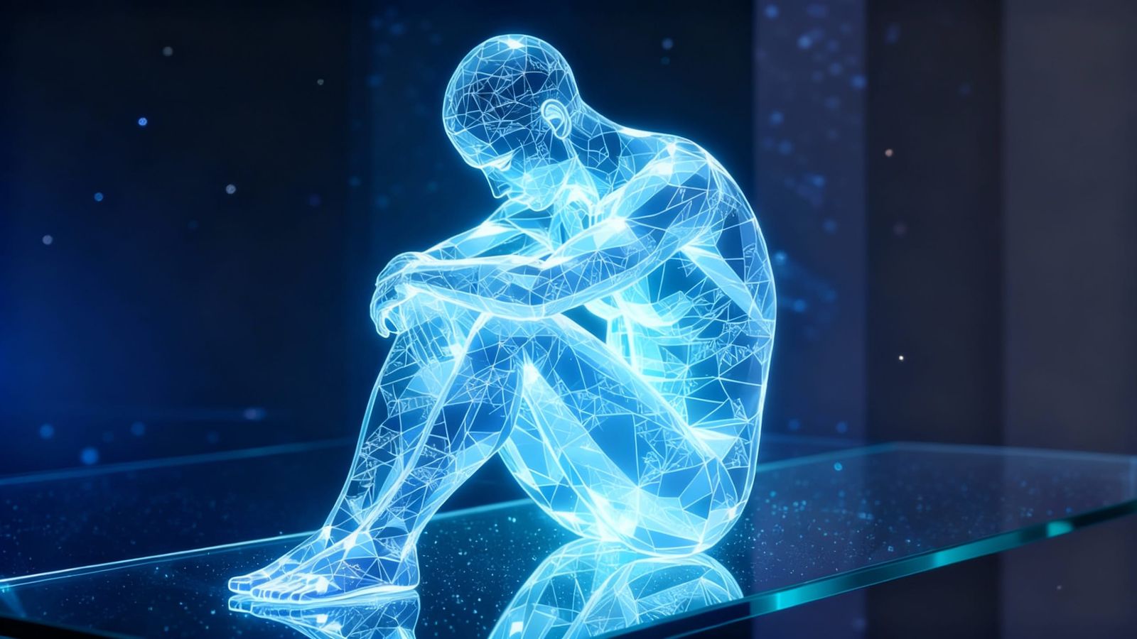 Crystal Figure with Fractal Patterns and Ethereal Glow