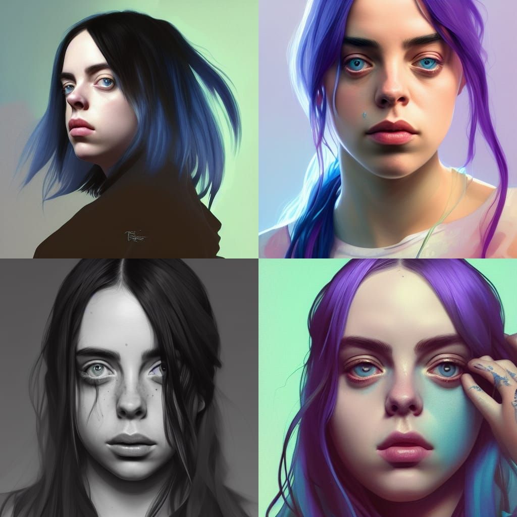Billie Eilish Portrait in Hyperdetailed Digital Art