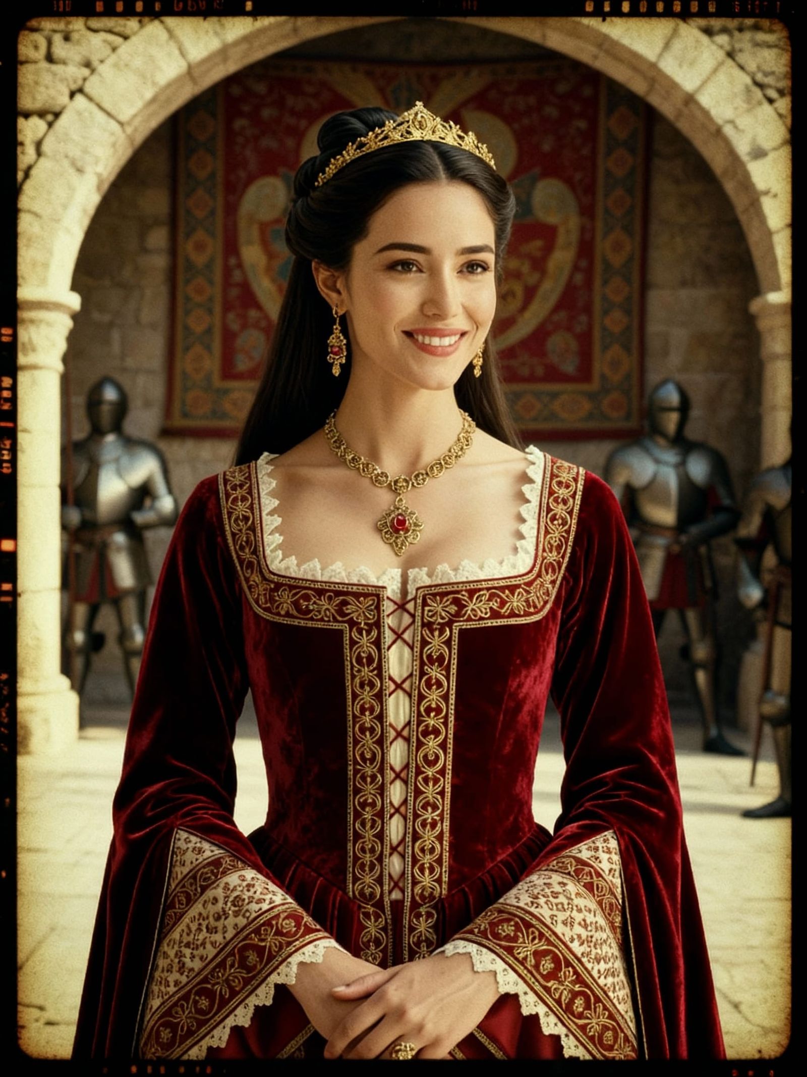 Medieval Spanish Queen in Cinematic Film Still