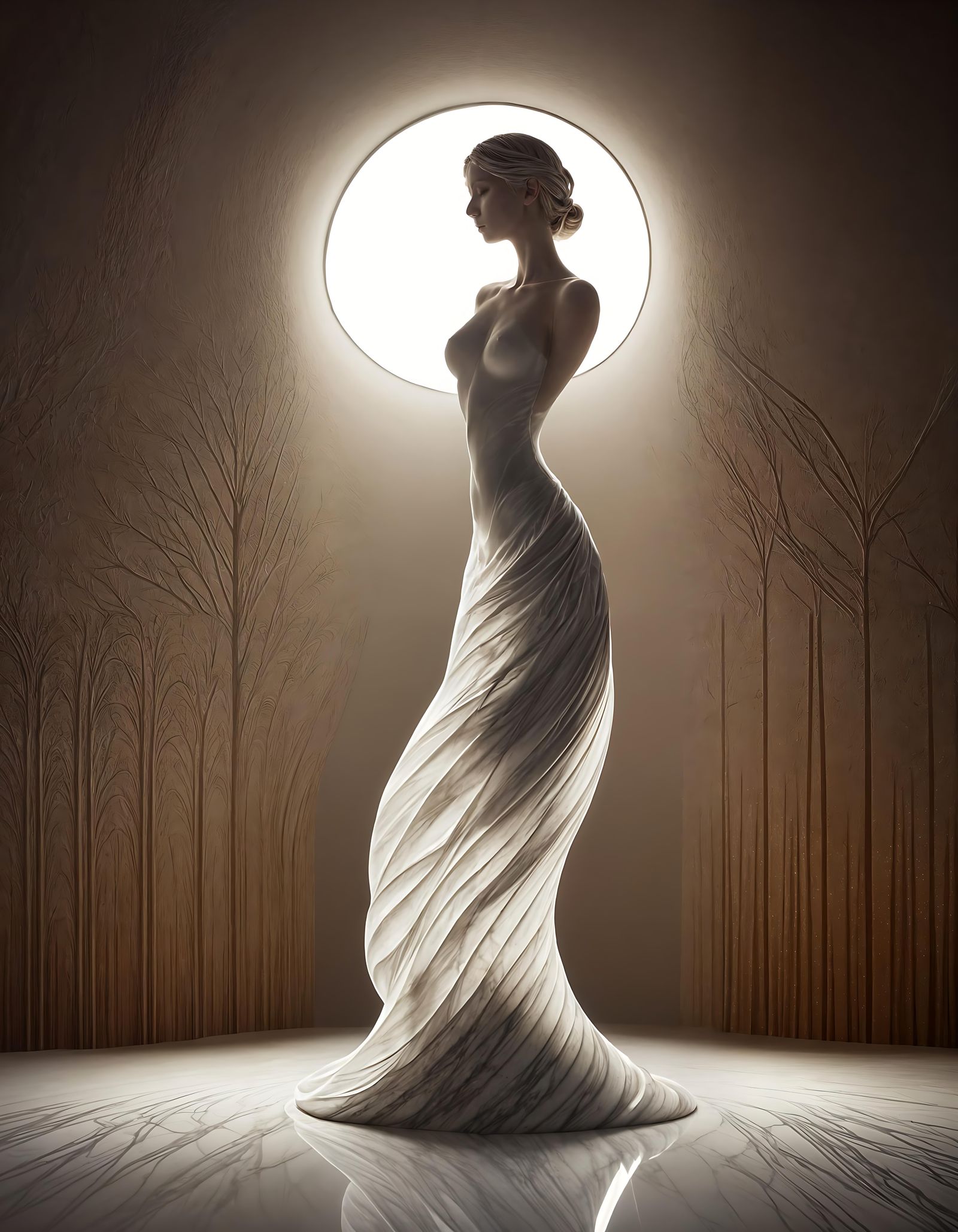 Oneiric Marble Ballerina Statue in Velvet Light