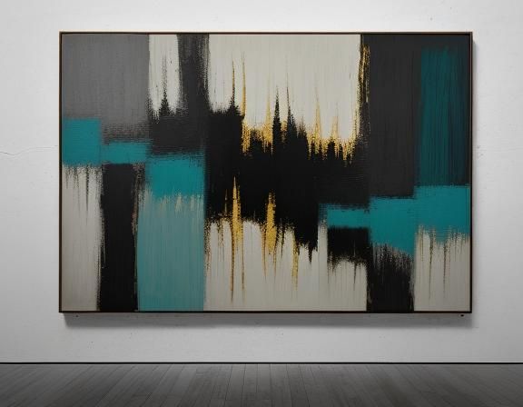 Geometric Abstract Expressionism with Gold Accents