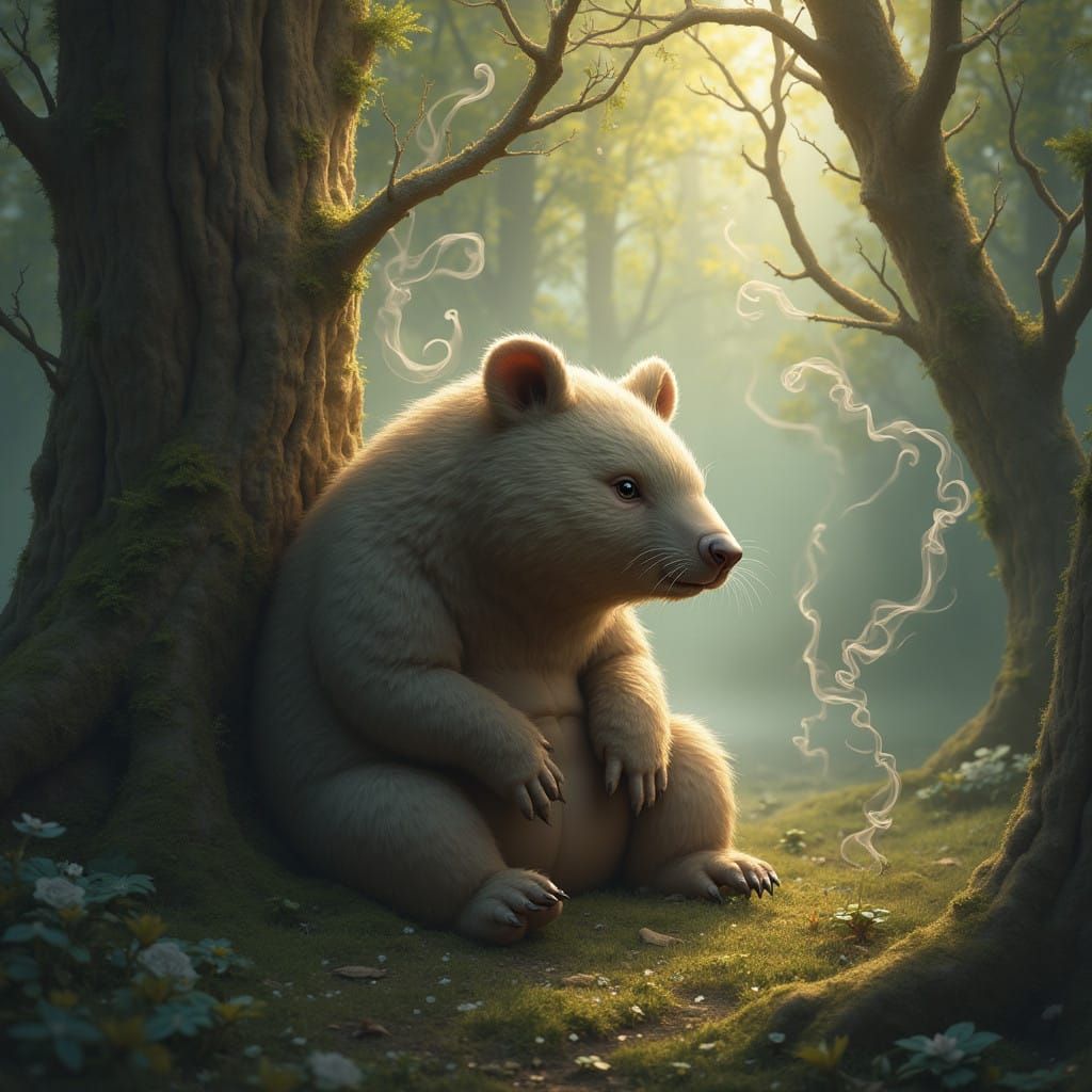 Whimsical Wombear in Enchanted Forest Glow