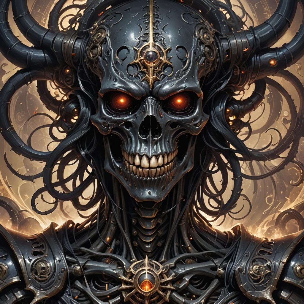 Demonic Skeleton Portrait in Eldritch Art Nouveau Style