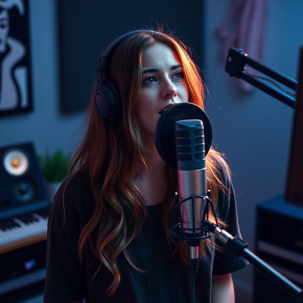 Gen Alpha Youtuber Singing in Home Studio