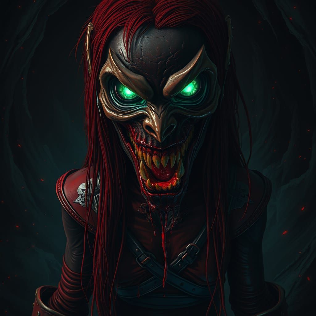 Gothic Vampire Portrait in Dark, Bioluminescent Environment