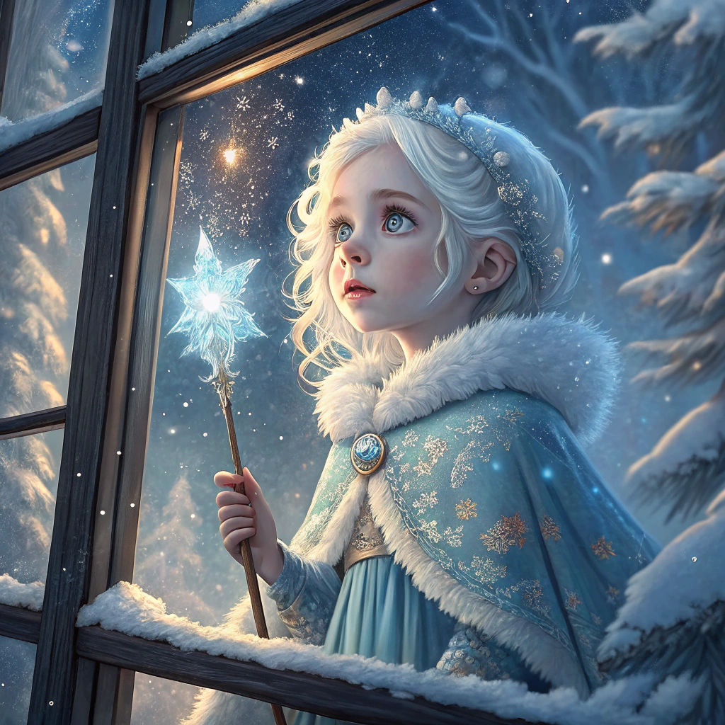 Snow Sorceress Behind Frozen Window: Hyperrealistic Concept ...