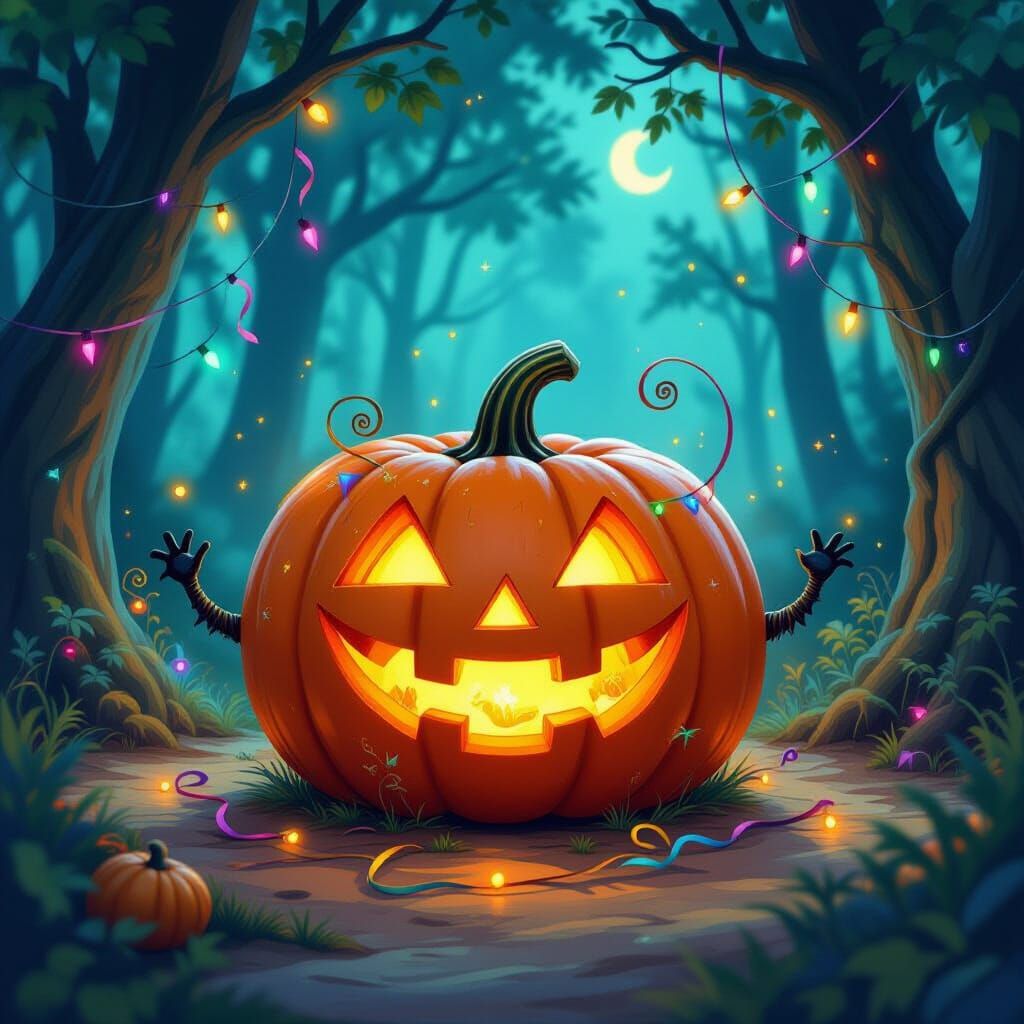 Whimsical Pumpkin Party in Enchanted Forest