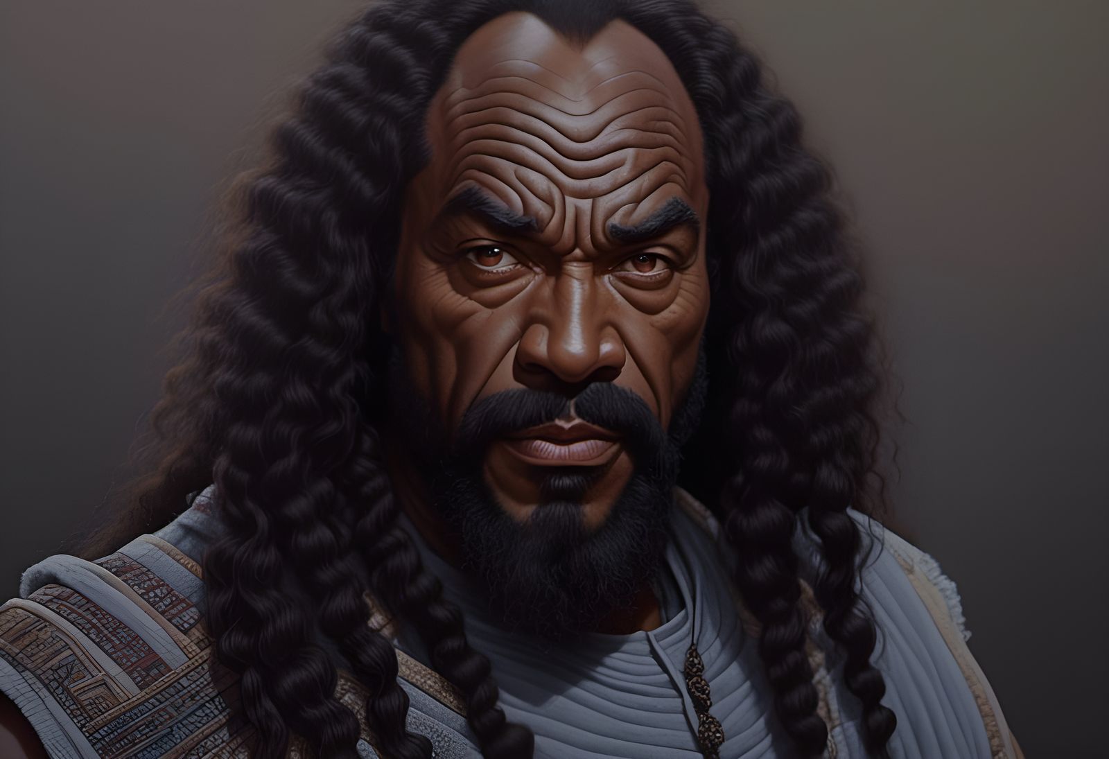 Klingon Officer in Warrior Armor on Starship Bridge