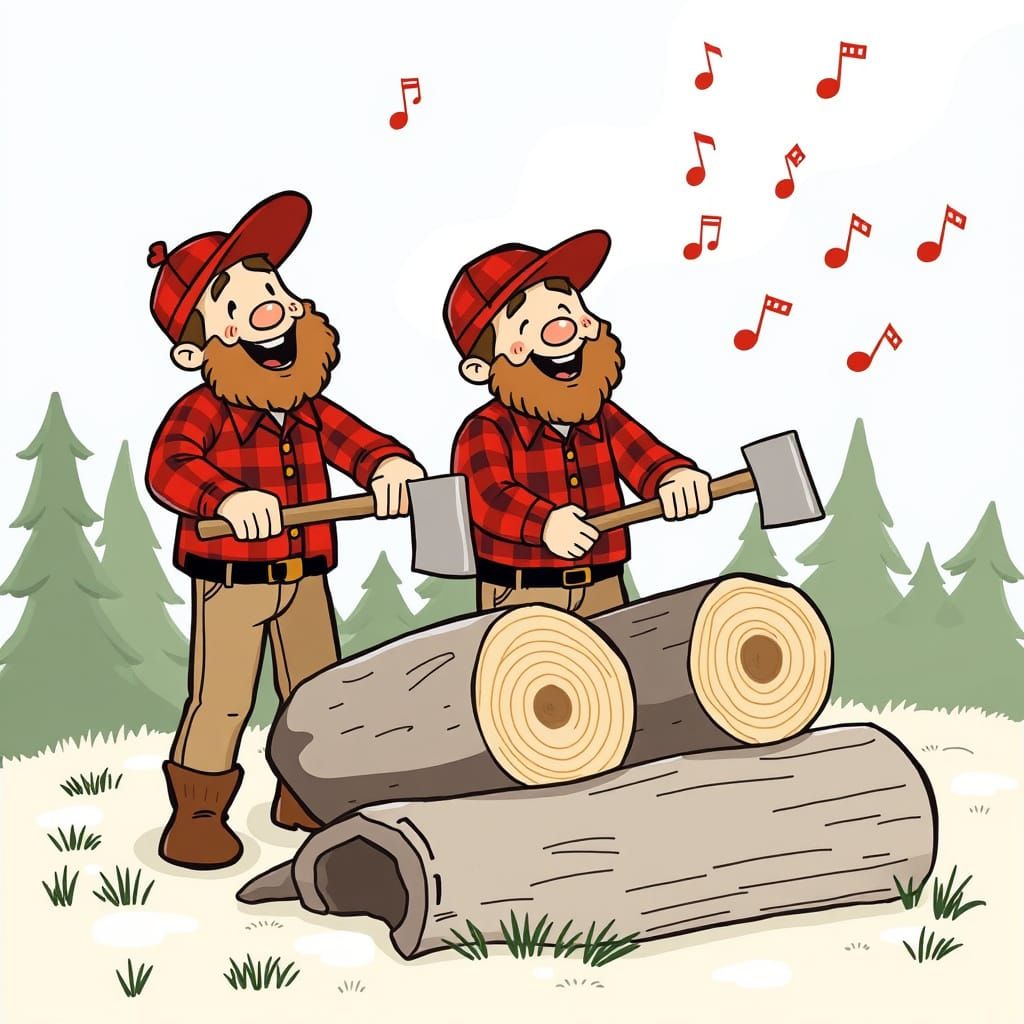 Woodsmen Singing in Forest Harmony