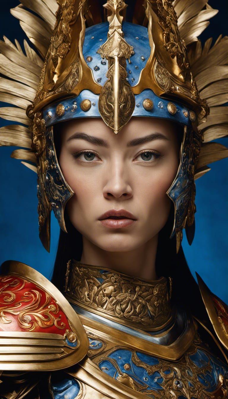 Armored Warrior Queen Portrait in Digital Art Style