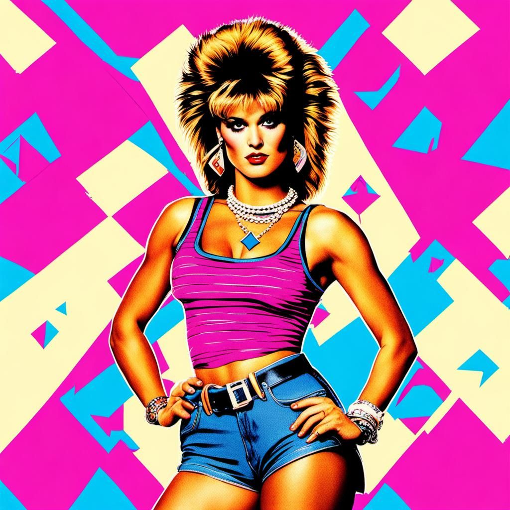 Vibrant 80s Valley Girl Portrait