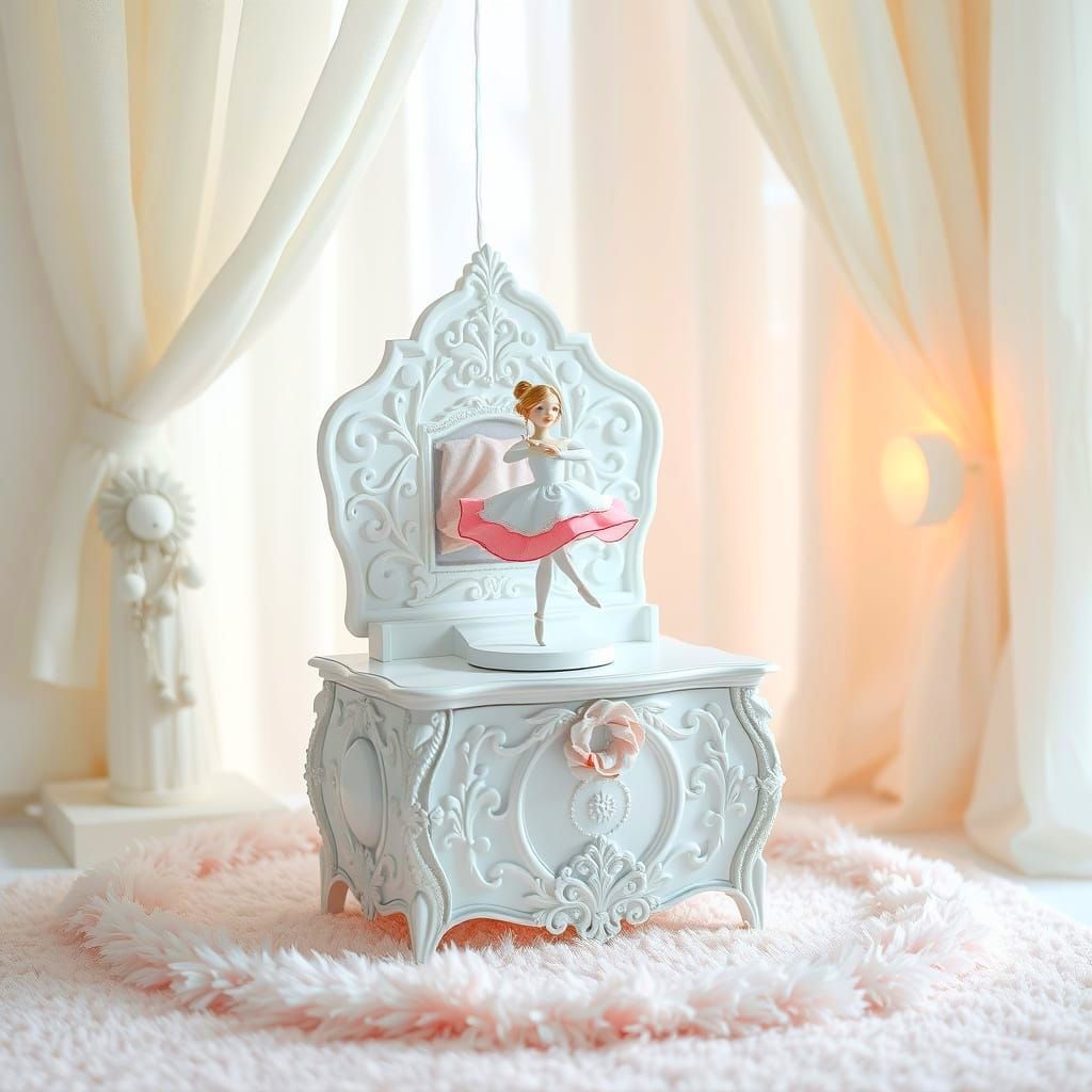 Elegant Ballerina in a Delicate Music Box Scene