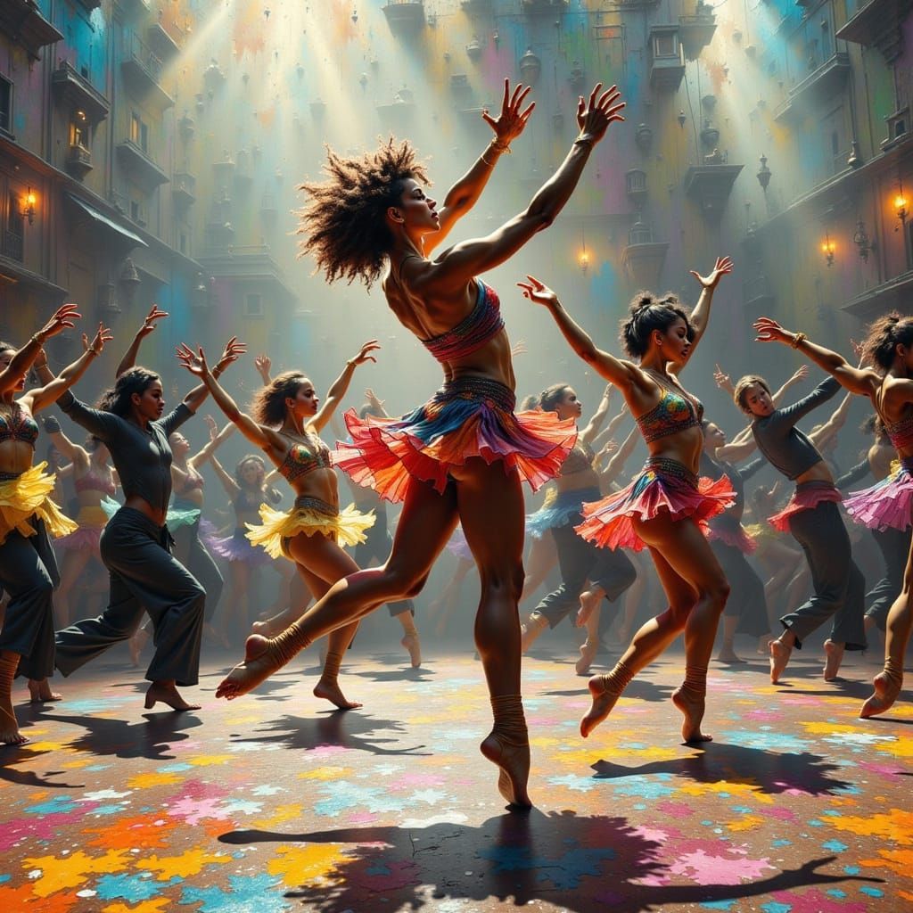 Dynamic Dancers in a Splash of Color
