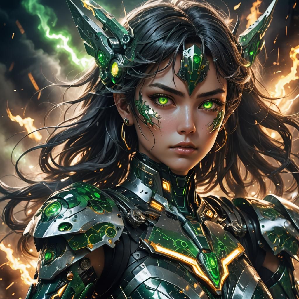 Mecha Fairy Warrior in 80s Anime Style