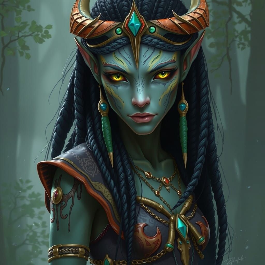 Ethereal Na'vi Warrior in Defiant Stance