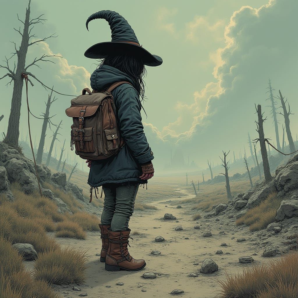 Mysterious Post-Apocalyptic Wanderer in Tattered Garb