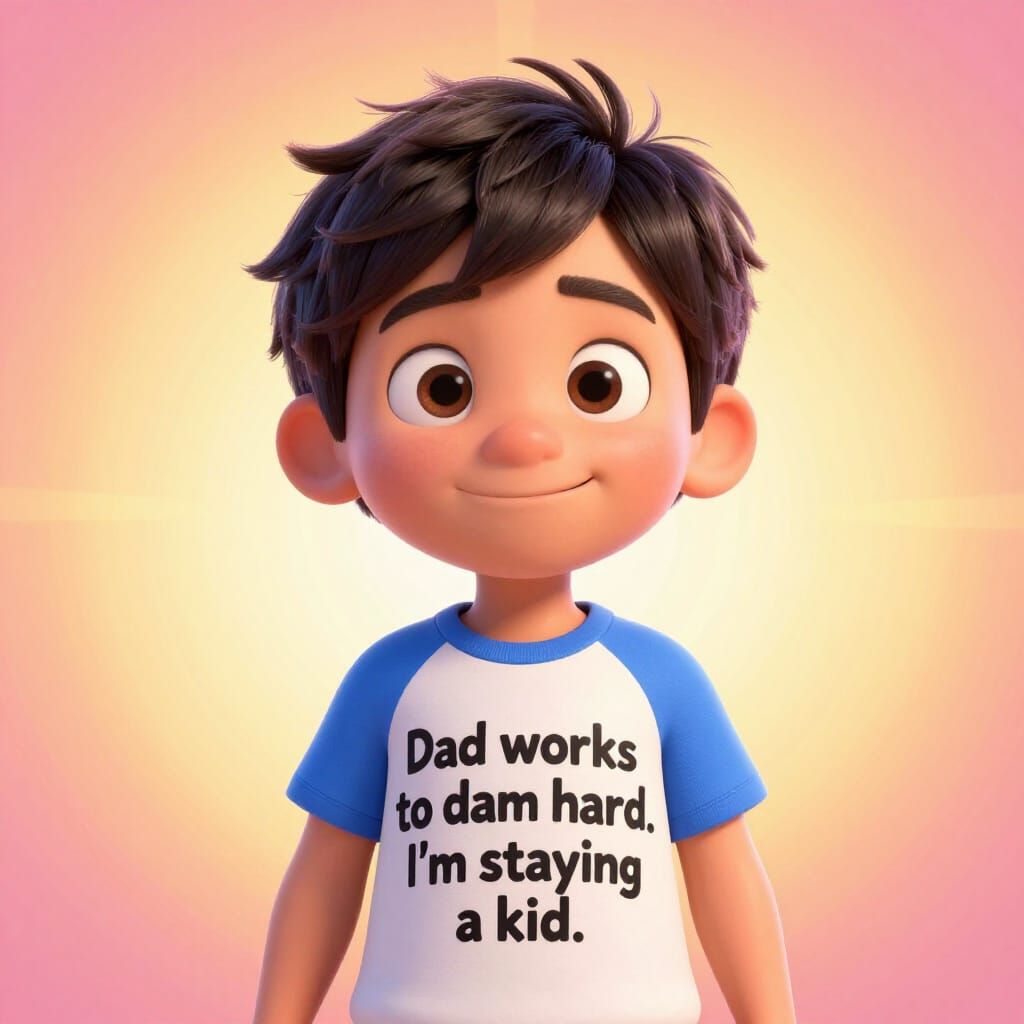 Boy Declares "I'm Staying a Kid" in Pixar Style