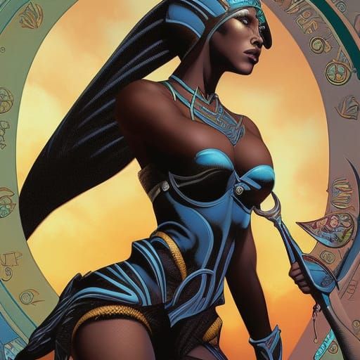 Black Female Elf Queen in Comic Book Art