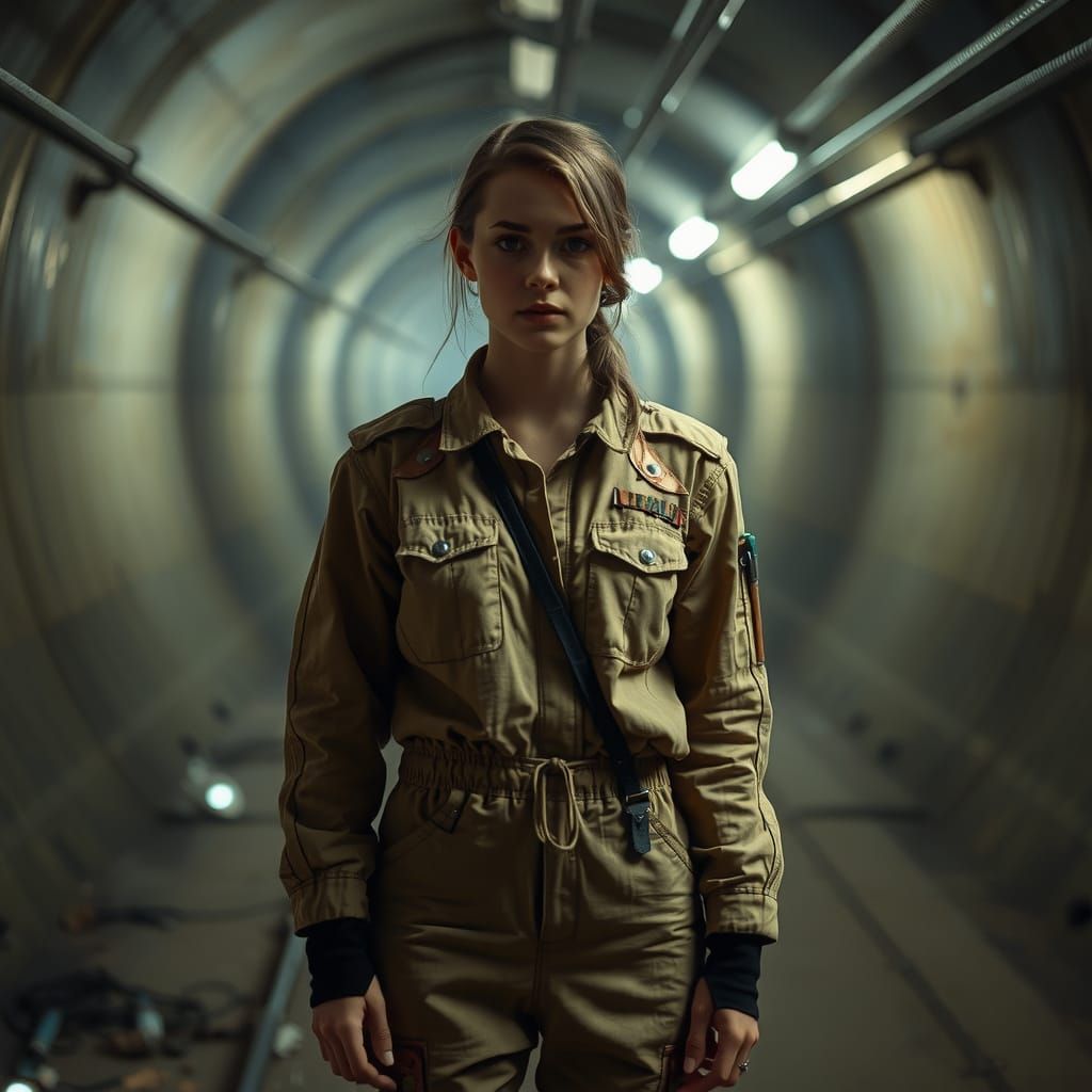 Dystopian Underground Tunnel Scene in Industrial Style
