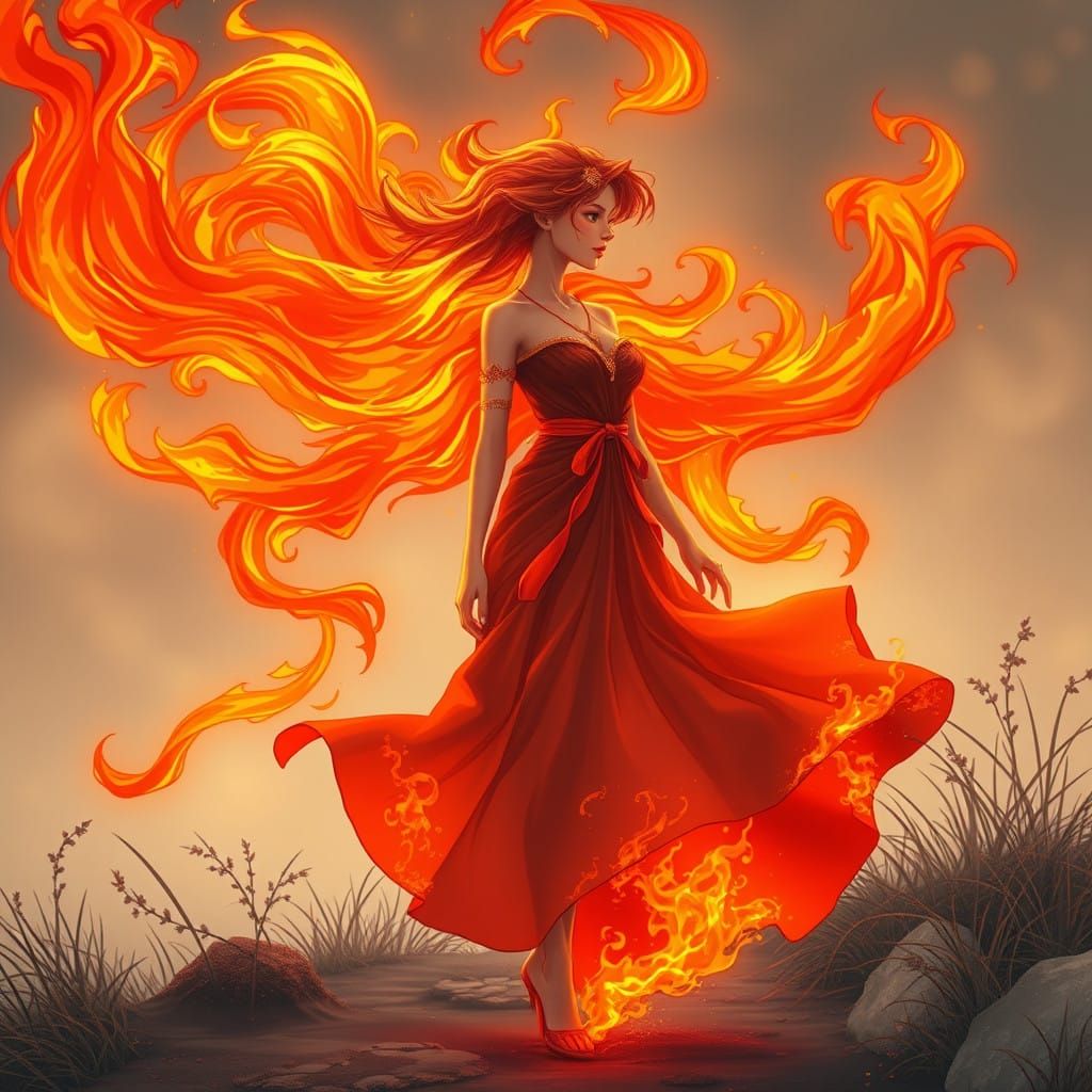 Fiery Elegance in Serene Nature