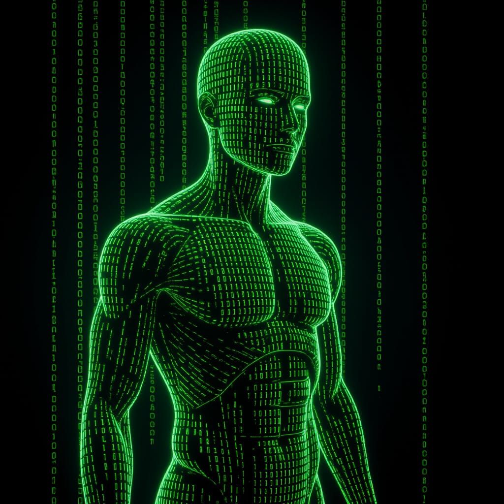 Binary Code Human in Cyberpunk Style