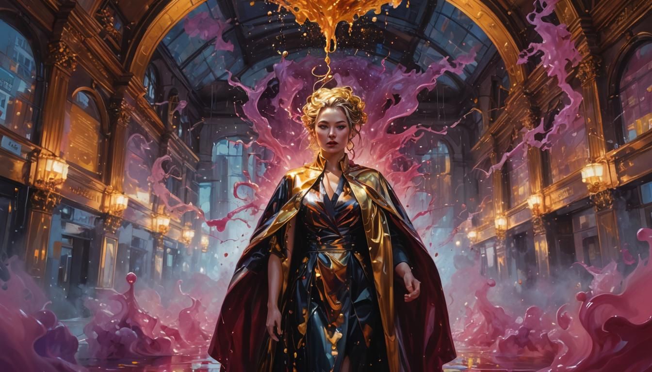 Liquid Metal Lawyer: A Vibrant Oil Painting