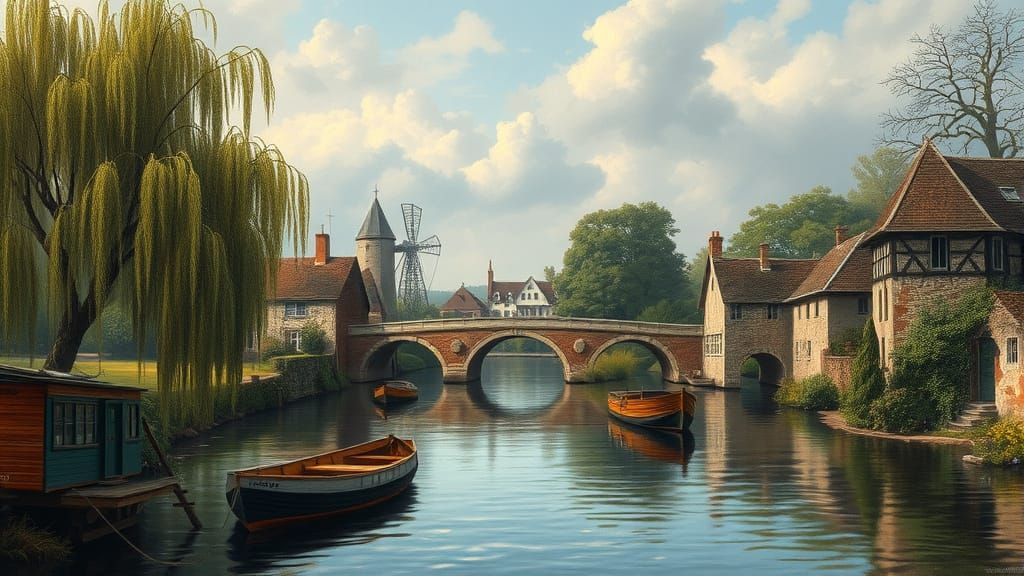 Victorian River Landscape in Detailed Style