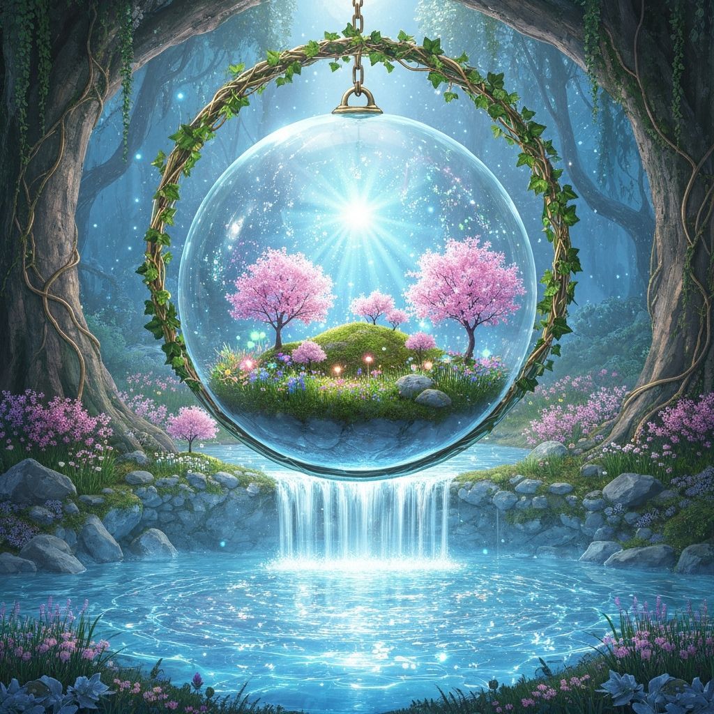 Floating Orb with Miniature Radiant Garden