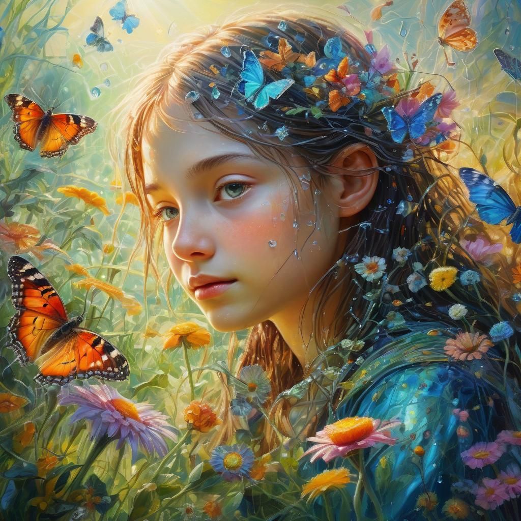 Surreal Meadow Macro Shot in Vivid Digital Art